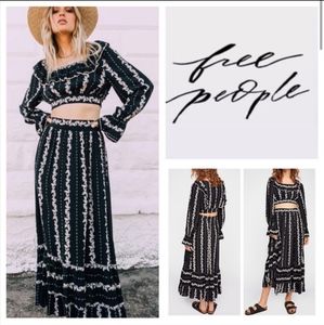 Free people Lolita black 2 piece skirt set XS
